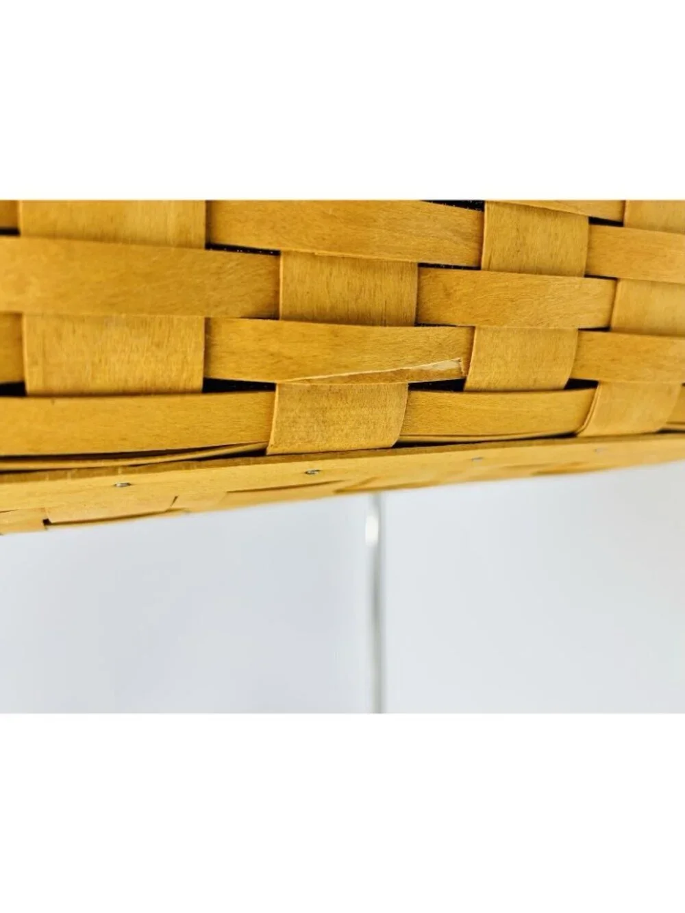 Longaberger Hostess Basket Two Handles Wooden Lid Red Fabric Plastic Liner 2002